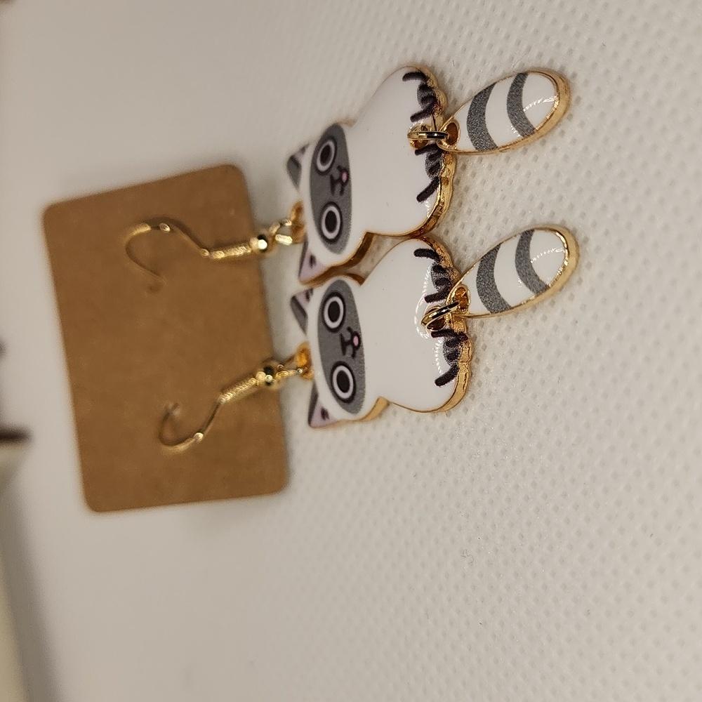 Cute Cat Earrings with Gold Accents - Picture 3 of 7